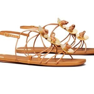 Tory Burch Knotted Slide Sandal in Elba Camello Leather Size 8 NWT